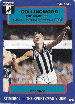 1990 AFL Scanlens Stimorol #56 Damian Monkhorst Front